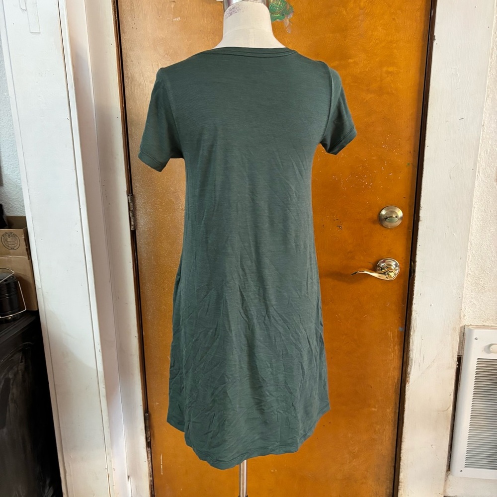 Wool & green swing dress with pockets.   Small - Picture 2 of 5